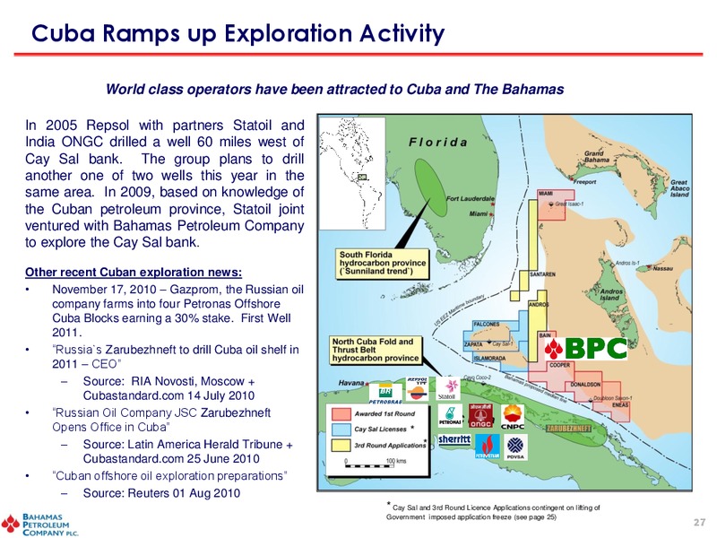 November 2010 Investor Presentation – Bahamas Petroleum – slide 26