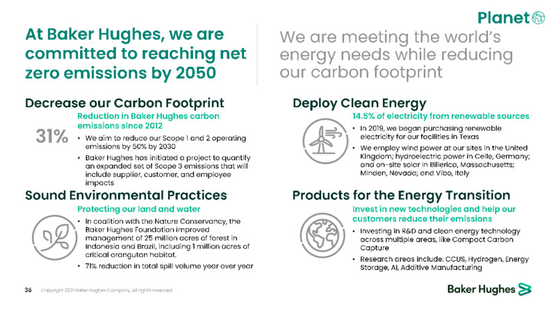March 2021 Investor Presentation – Baker Hughes Company – slide 35