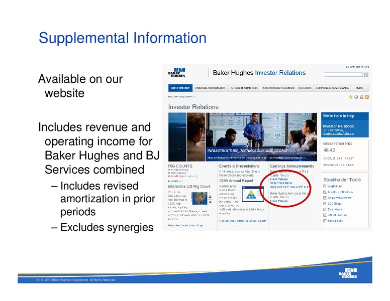 Q3 2010 RESULTS – Baker Hughes – slide 8