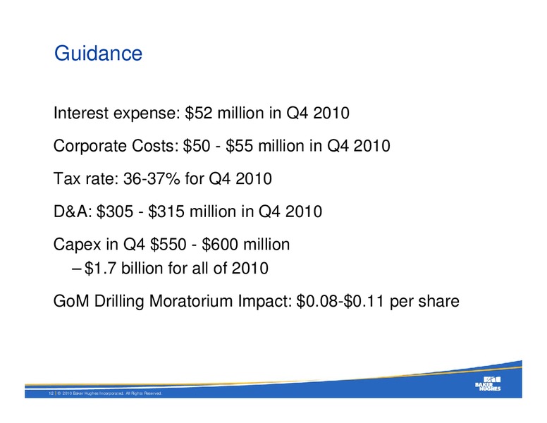 Q3 2010 RESULTS – Baker Hughes – slide 11