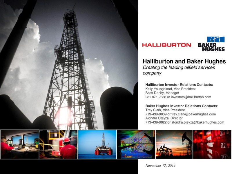 NOVEMBER 2014 CORPORATE PRESENTATION – Baker Hughes – slide 1