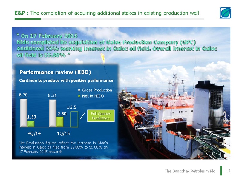 Q1 2015 RESULTS – Bangchak Petroleum Plc – slide 12
