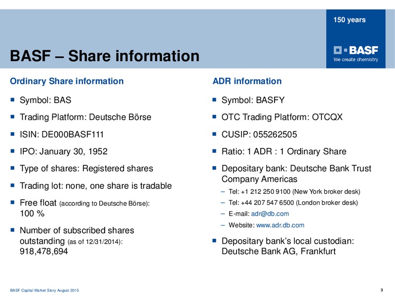 August 2015 Investor Presentation – Basf Se – slide 2