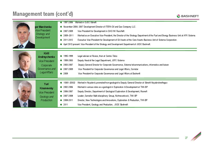 SEPTEMBER 2012 INVESTOR PRESENTATION – Bashneft – slide 26