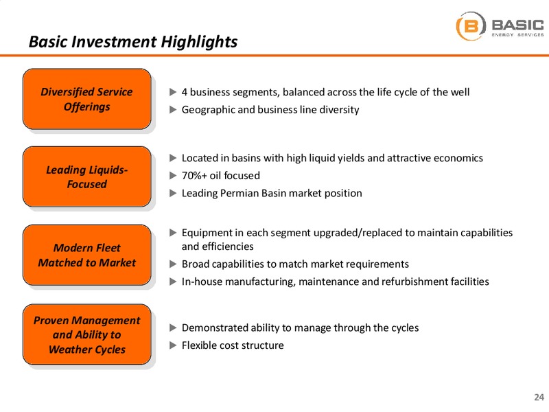 COWEN AND COMPANY ULTIMATE ENERGY CONFERENCE – Basic Energy Services Inc. – slide 24