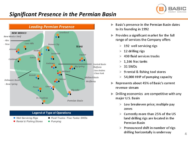 BAML LEVERAGED FINANCE CONFERENCE – Basic Energy Services Inc. – slide 4