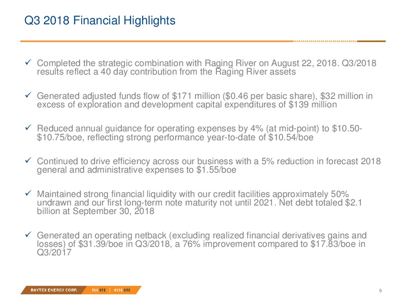 3Q 2018 Earnings Presentation – Baytex Energy Corp. – slide 6