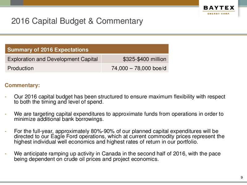 December 2015 Investor Presentation Update – Baytex Energy Corp. – slide 6