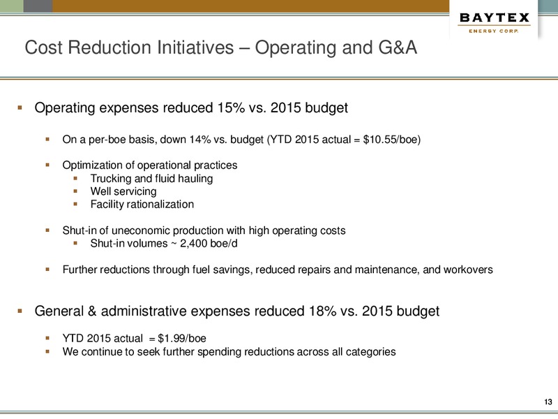 December 2015 Investor Presentation Update – Baytex Energy Corp. – slide 10