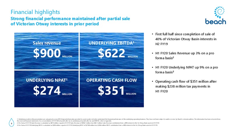 FY20 Half Year Results Presentation – Beach Energy Limited – slide 7