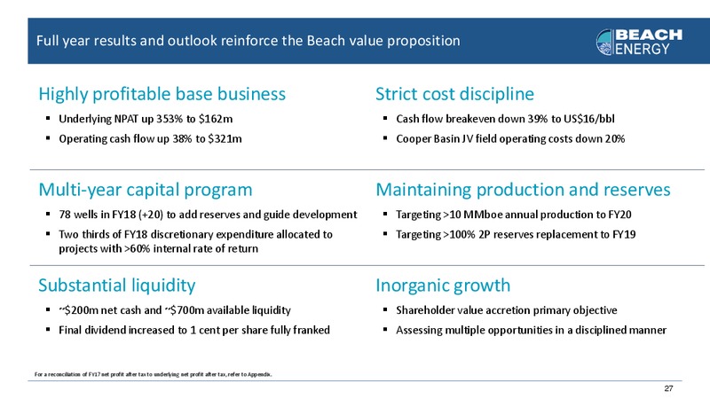 Fy17 Preliminary Full Year Results – Beach Energy Limited – slide 26
