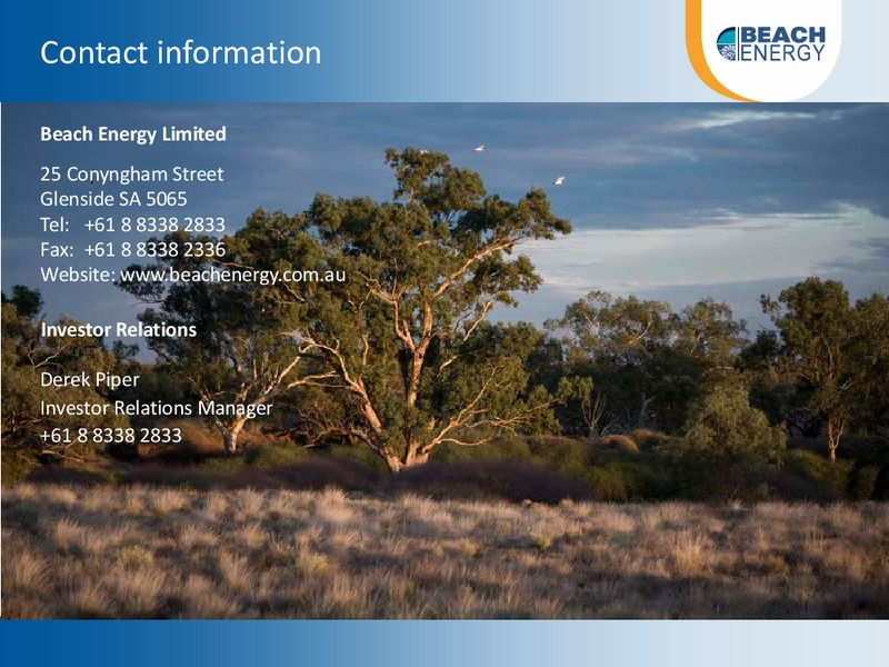 August 2015 Investor Presentation – Beach Energy Limited – slide 19