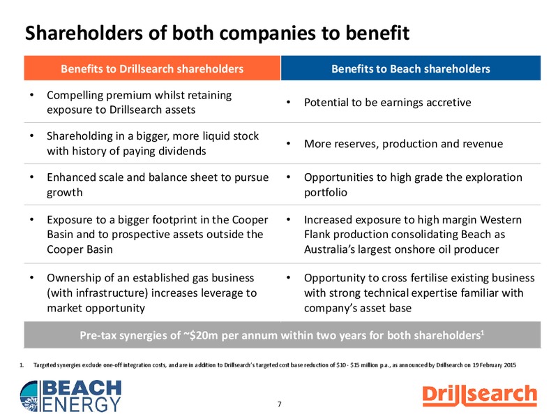 Merger of Beach and DrillSearch – Beach Energy Limited – slide 7
