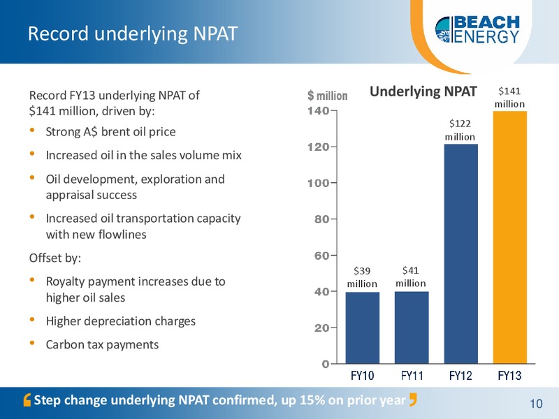 FY13 Full Year Results – Beach Energy Limited – slide 9
