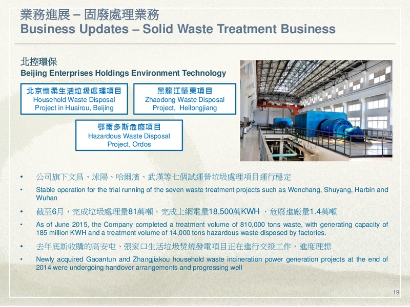 Interim Results 2015 – Beijing Enterprises Holdings Limited – slide 19