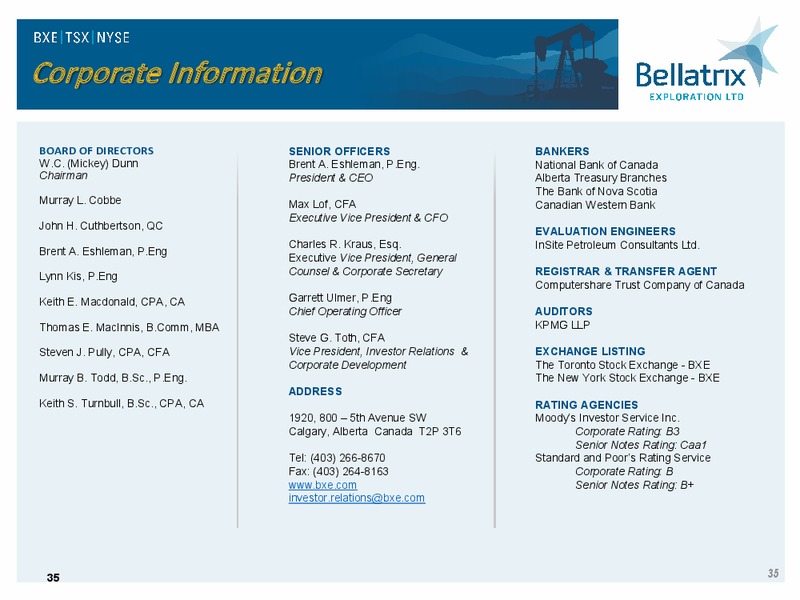 March 2018 Corporate Presentation – Bellatrix Exploration Ltd. – slide 34