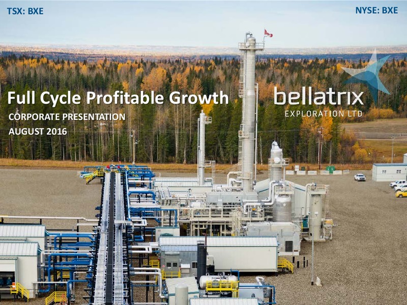 August 2016 Corporate Presentation – Bellatrix Exploration Ltd. – slide 1