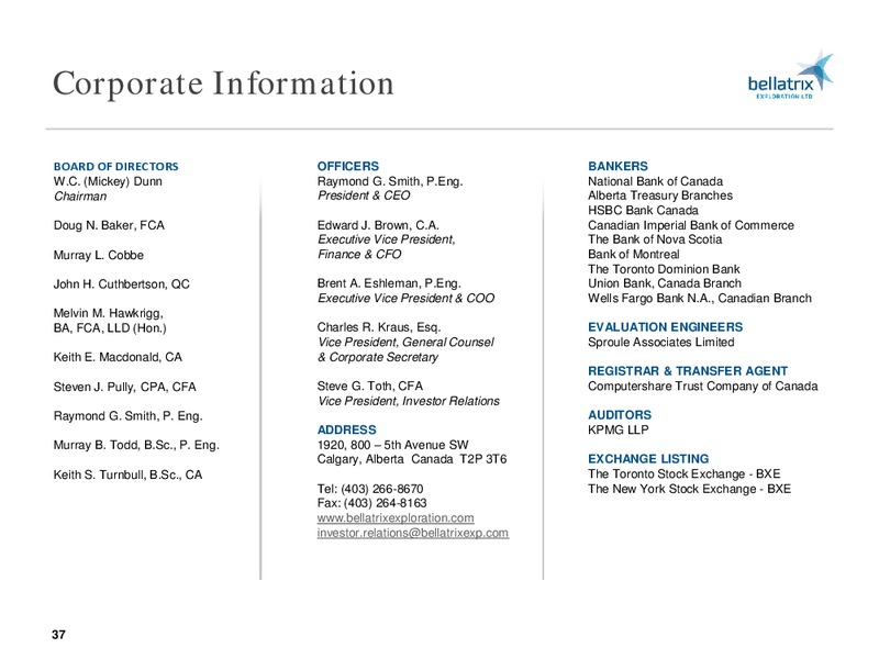 August 2016 Corporate Presentation – Bellatrix Exploration Ltd. – slide 36