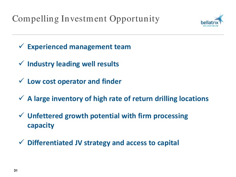 September 2015 Investor Presentation – Bellatrix Exploration Ltd. – slide 30
