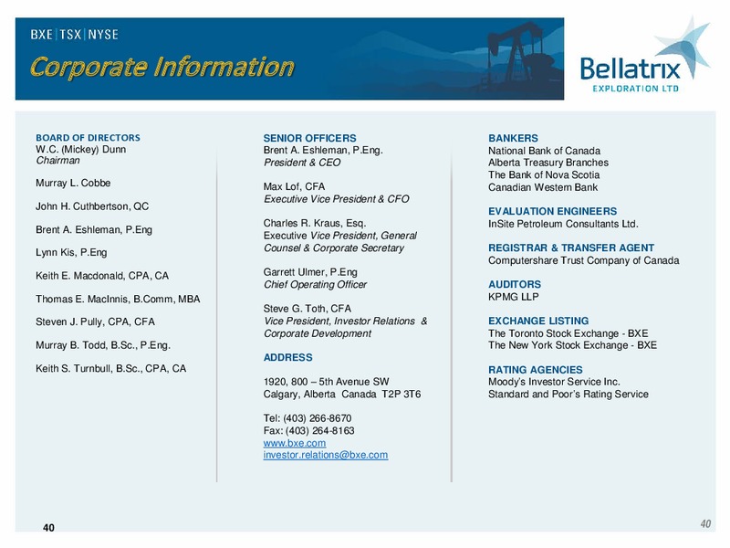 October 2018 Corporate Presentation – Bellatrix Exploration Ltd. – slide 39