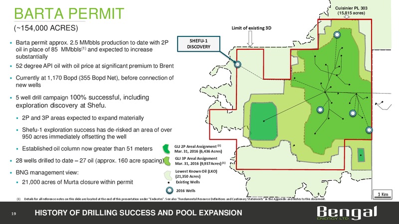 May 2017 Corporate Presentation – Bengal Energy Ltd – slide 19