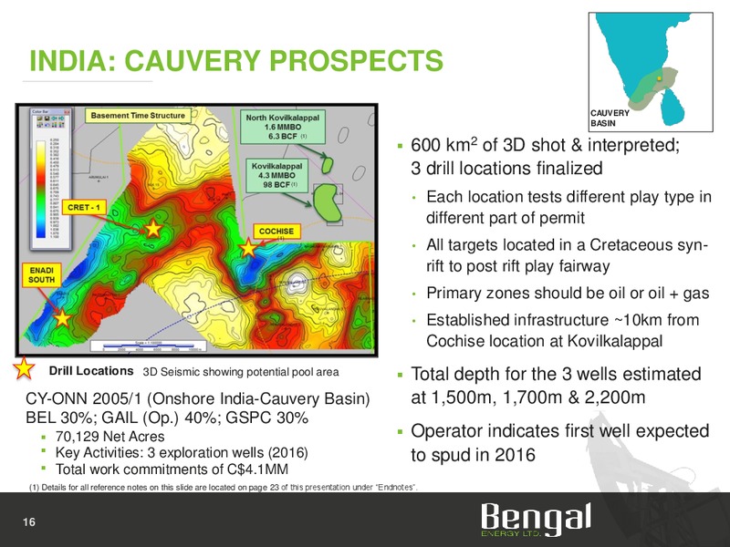 July 2015 Corporate Presentation – Bengal Energy Ltd – slide 16