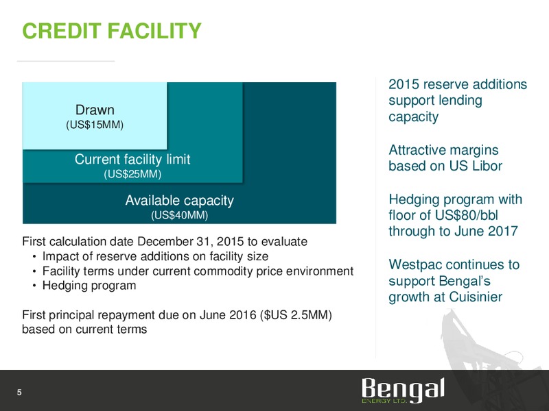 September 2015 Investor Presentation – Bengal Energy Ltd – slide 5