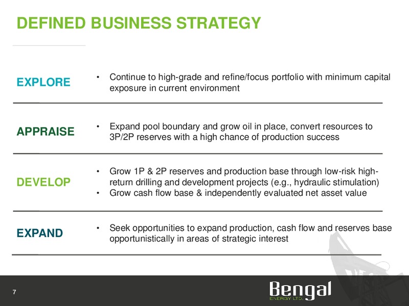 September 2015 Investor Presentation – Bengal Energy Ltd – slide 7