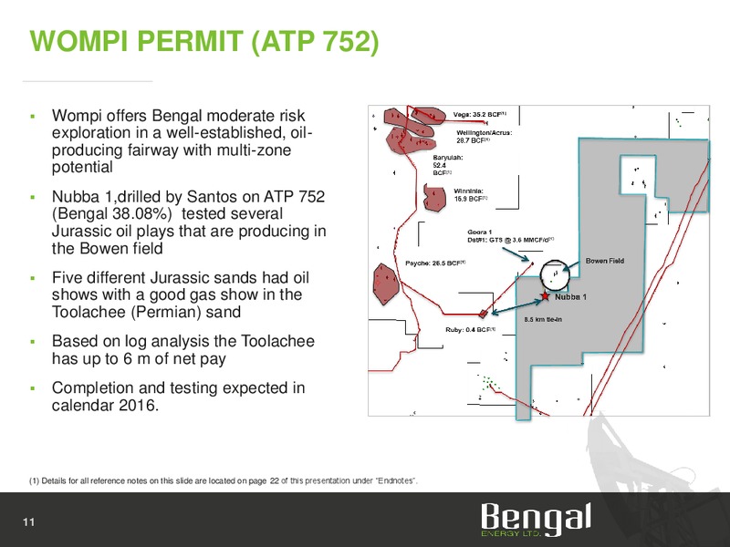 September 2015 Investor Presentation – Bengal Energy Ltd – slide 11
