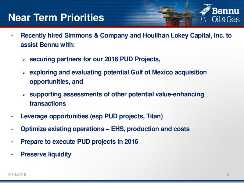 ENERCOMS THE OIL AND GAS CONFERENCE 20 – Bennu Oil and Gas Llc – slide 11
