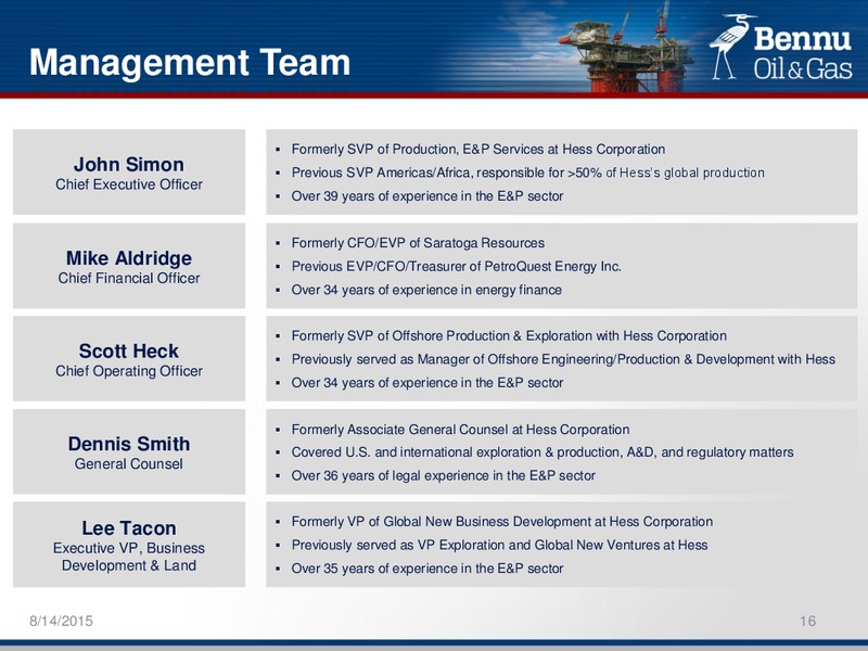 ENERCOMS THE OIL AND GAS CONFERENCE 20 – Bennu Oil and Gas Llc – slide 15
