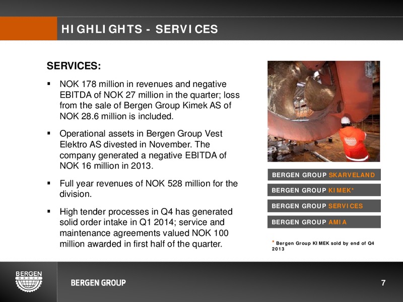 Q4 2013 EARNINGS CALL – Bergen Group – slide 6