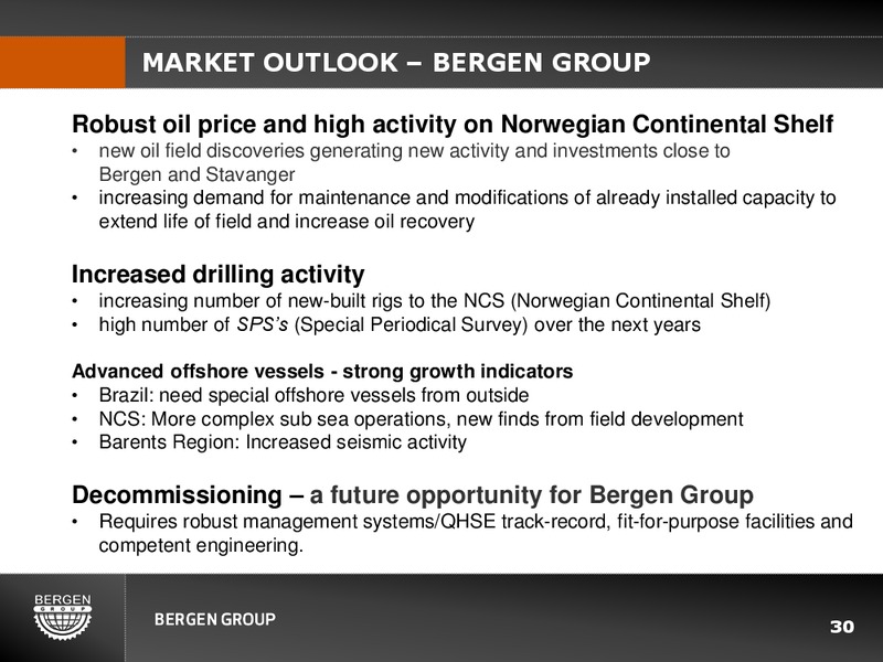 Q3 2011 EARNINGS CALL – Bergen Group – slide 29