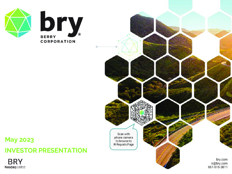 1Q 2023 Earnings Presentation – Berry Corporation – slide 1