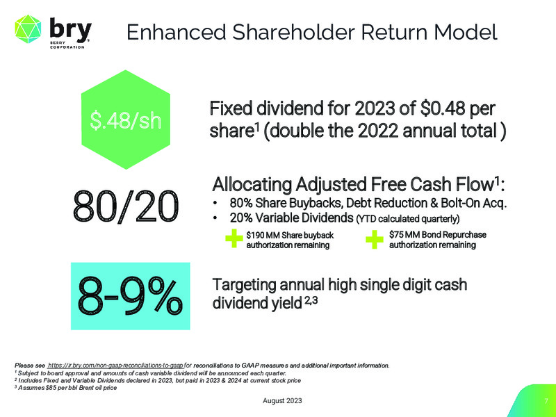 2Q 2023 Earnings Presentation – Berry Corporation – slide 7