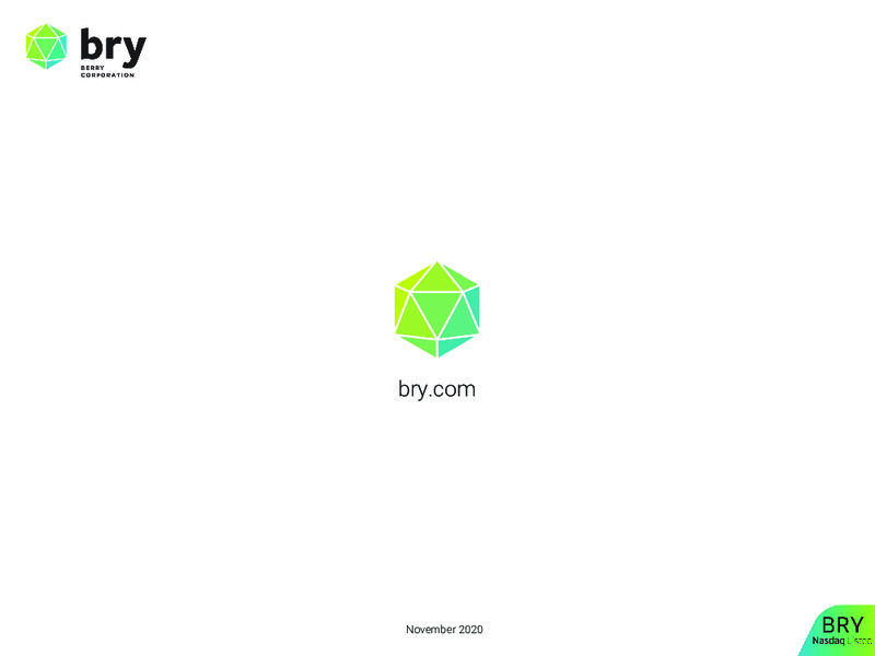 November 2020 Investor Presentation – Berry Corporation – slide 33