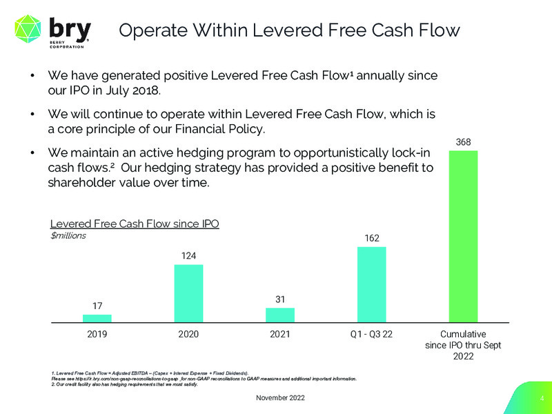 3Q 2022 Earnings Presentation – Berry Corporation – slide 4