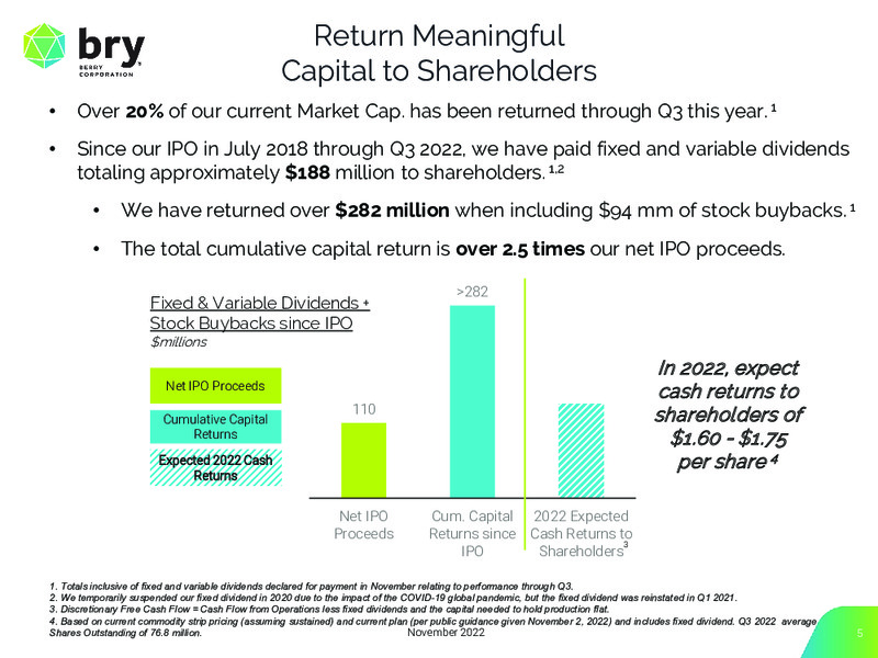 3Q 2022 Earnings Presentation – Berry Corporation – slide 5