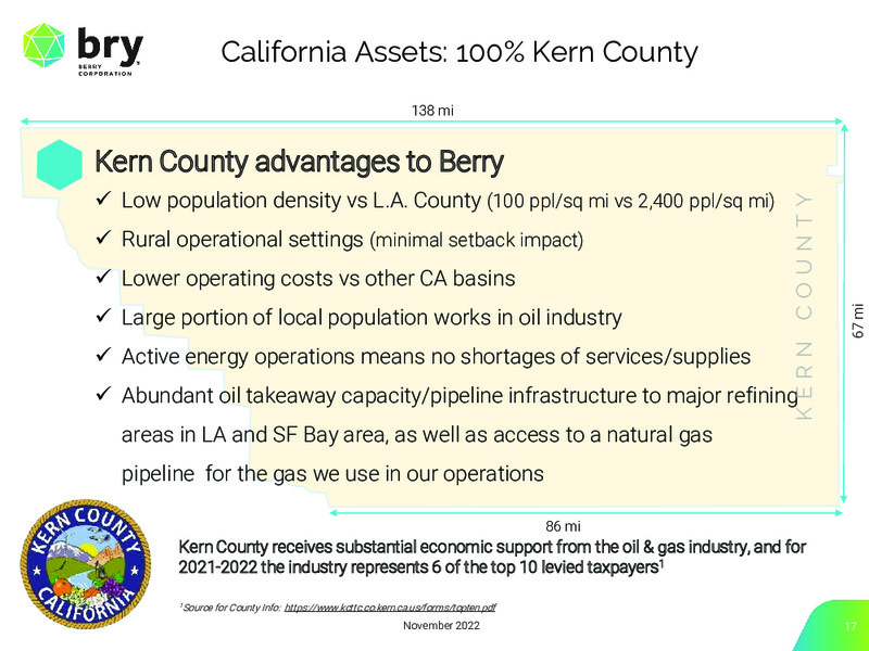 3Q 2022 Earnings Presentation – Berry Corporation – slide 17