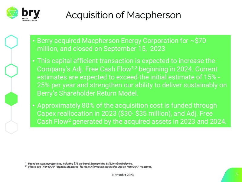 November 2023 Investor Presentation – Berry Corporation – slide 5