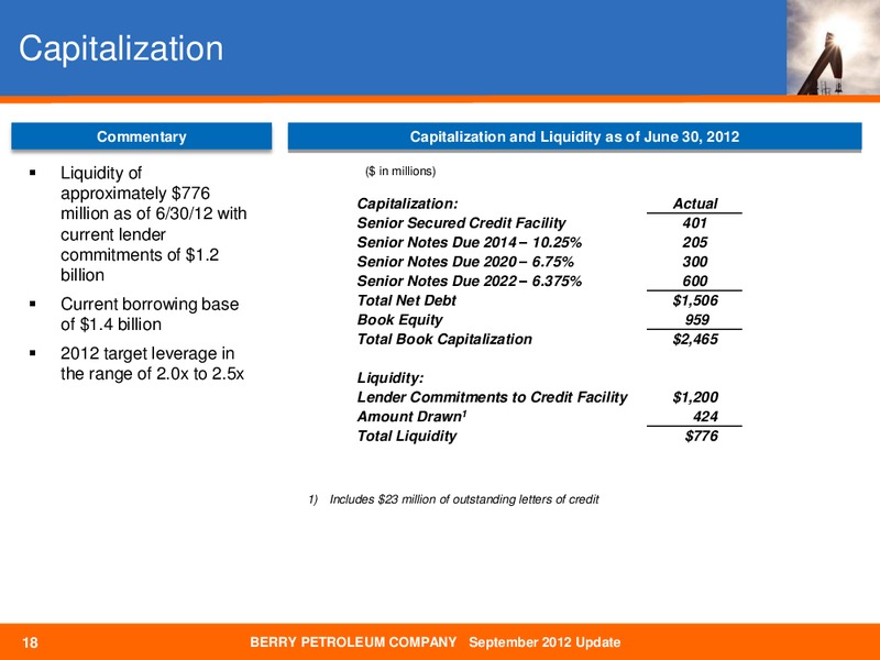 Company Update – Berry Petroleum Company – slide 17