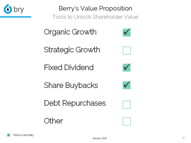 January 2020 Investor Presentation – Berry Petroleum Corp. – slide 23