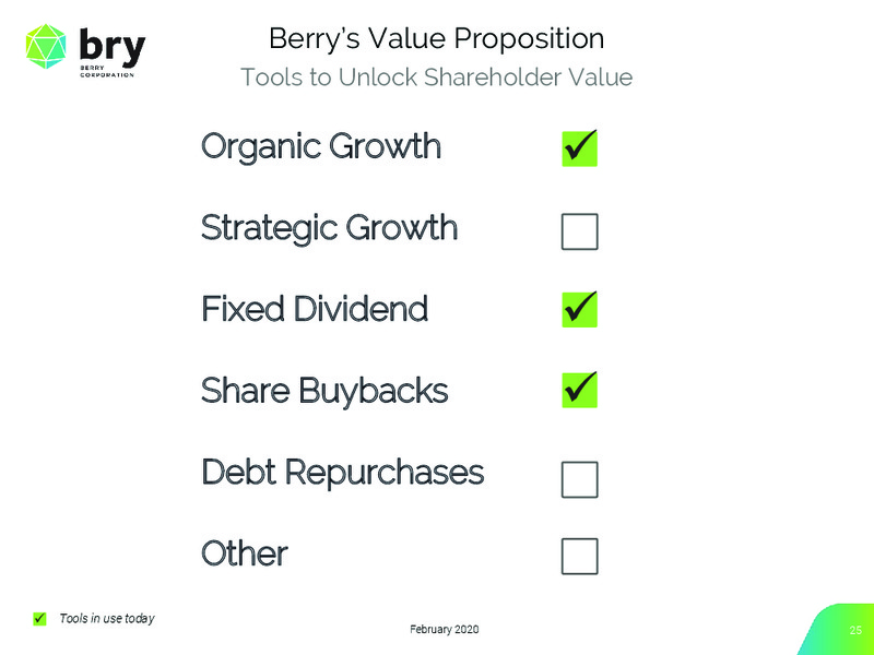 February 2020 Investor Presentation – Berry Petroleum Corp. – slide 25