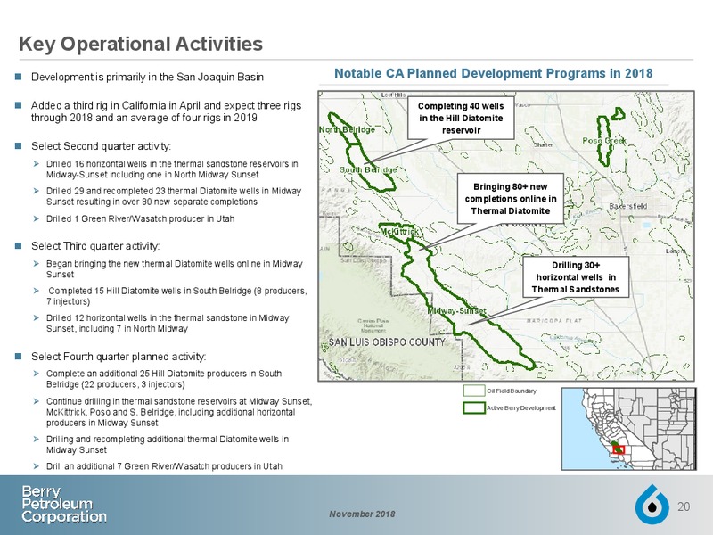 November 2018 Investor Presentation – Berry Petroleum Corp. – slide 19
