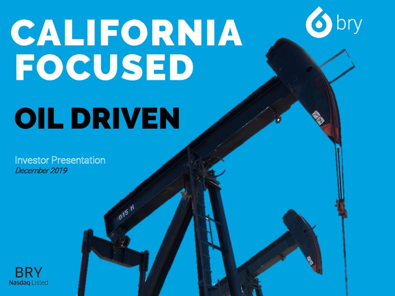 December 2019 Investor Presentation – Berry Petroleum Corp. – slide 1