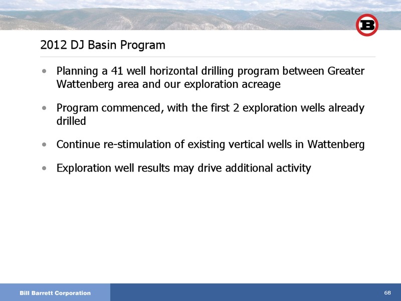 JANUARY 2012 INVESTOR DAY – Bill Barrett Corp. – slide 67
