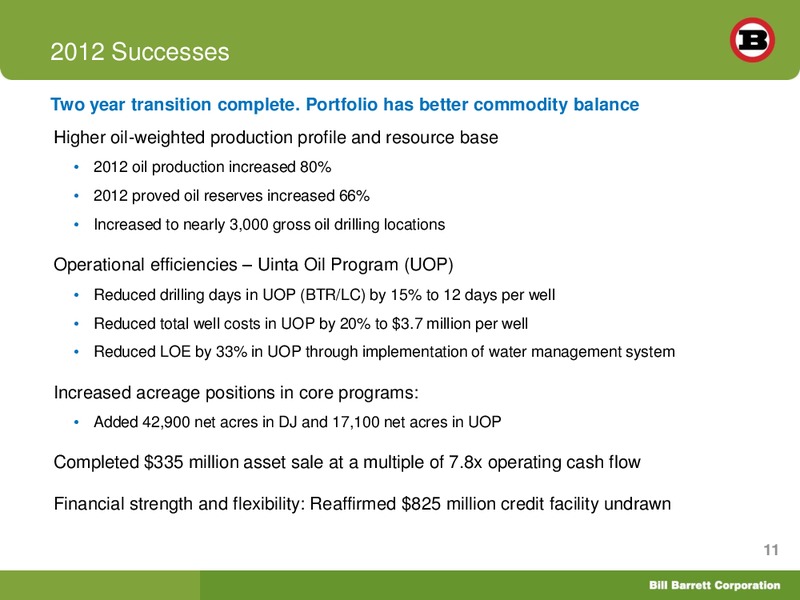Shareholder Analyst Call – Bill Barrett Corp. – slide 10