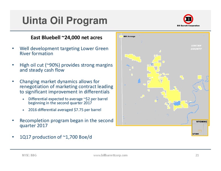 May 2017 Corporate Update – Bill Barrett Corp. – slide 20