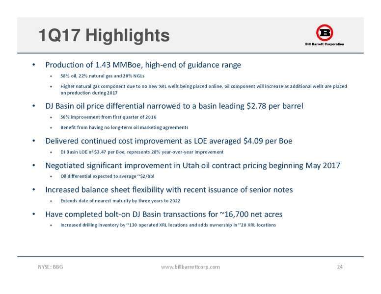 May 2017 Corporate Update – Bill Barrett Corp. – slide 23