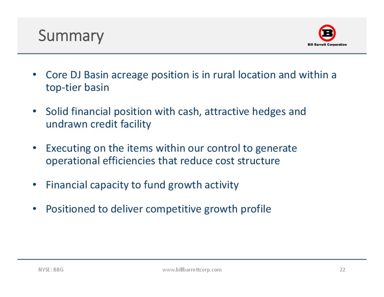 June 2017 Corporate Update – Bill Barrett Corp. – slide 21